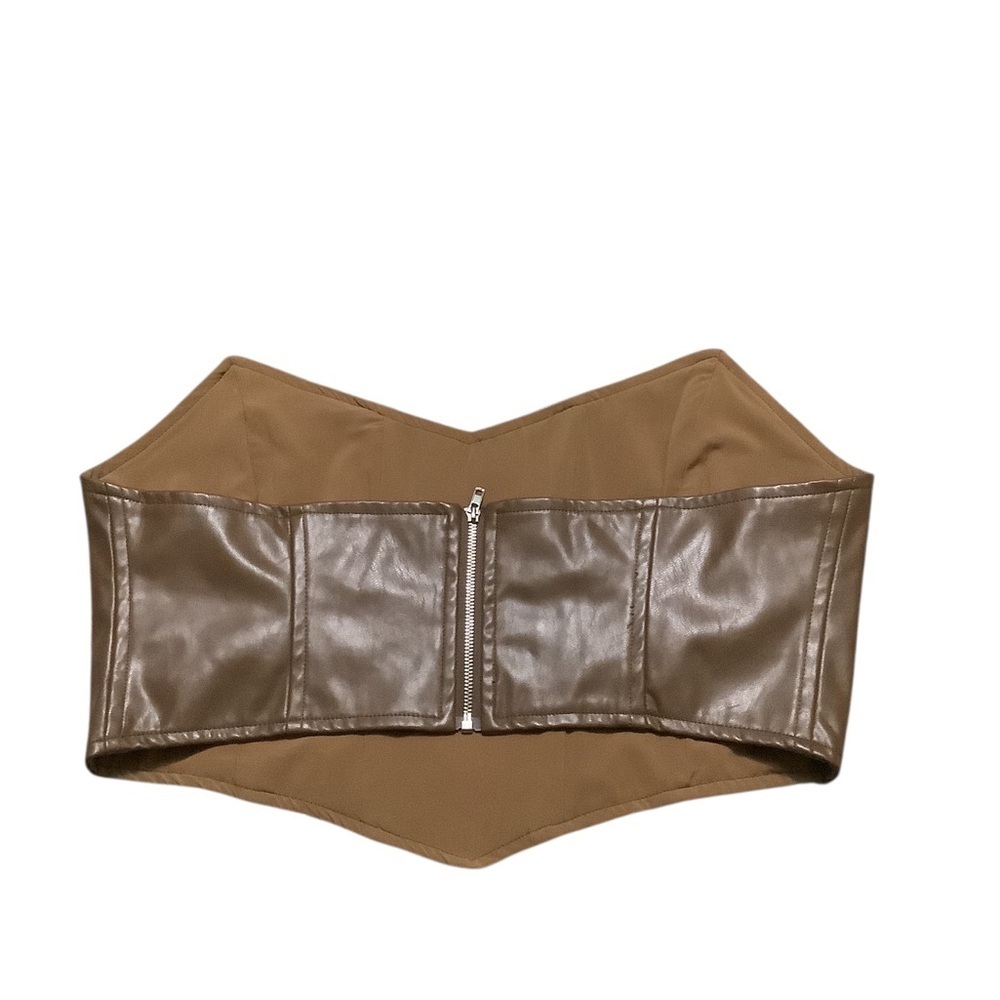 Princess Polly Brown Leather Corset Top - Picture 2 of 3